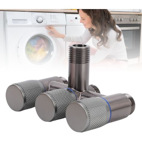 Robinet Diviseur 3 Voies 1 Entrée Stainless Steel G1/2 Gris Foncé pour Toilette Machine à Laver Évier