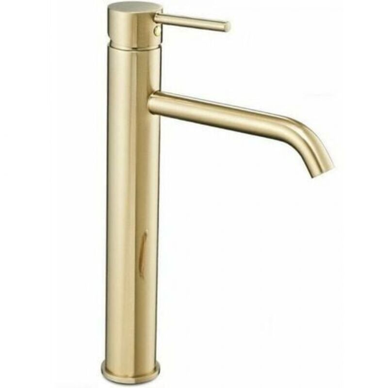 Basetbl - Robinet Doré Vasque à Poser, Mitigeur pour Vasque, Robinet de Lavabo Haut Salle de Bains Haute Qualité en Acier Inoxydable