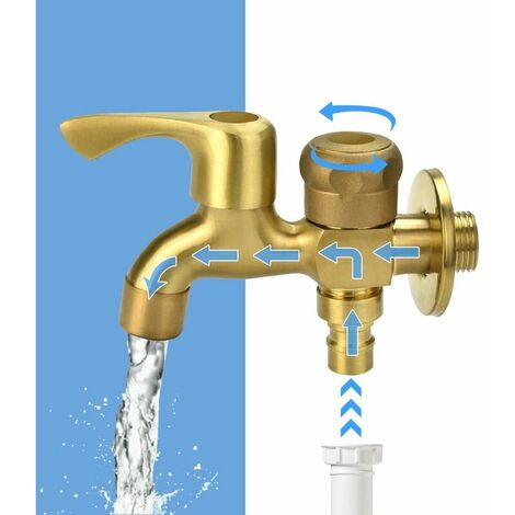 Robinet double 1/2" Robinet de jardin Robinet extérieur en laiton Robinet de jardin à double sortie résistant au gel Robinet de machine à laver Robinet de vidange à double bille de jardin, machine à l