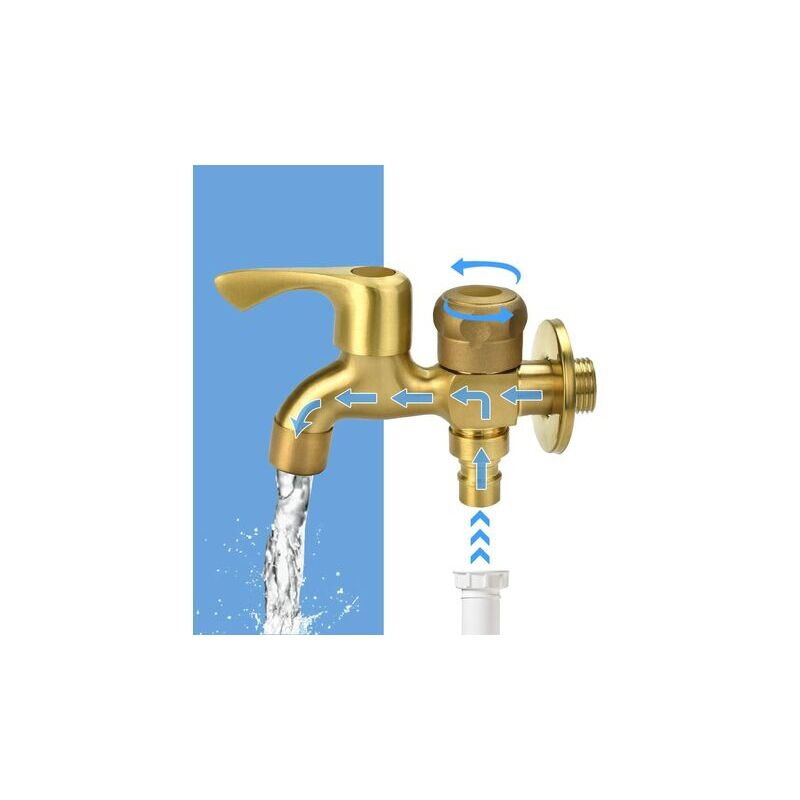 Jalleria - Robinet Double 1/2' Robinet de jardin laiton Robinet Extérieur Jardin Anti-Gel Robinet à Double Sortie Robinet Machine à Laver robinet