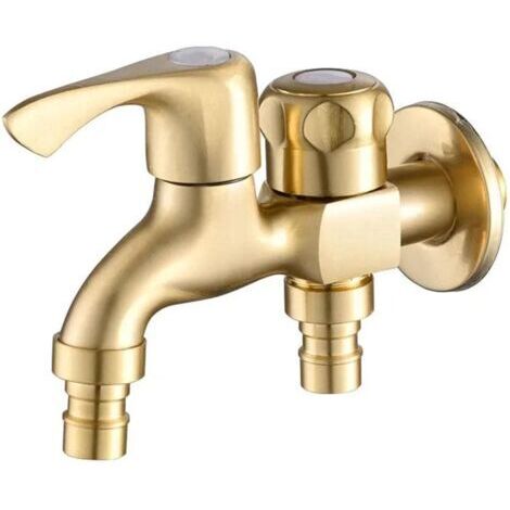 Robinet double d'eau pour jardin, robinet double pour machine à laver, robinet double extérieur en laiton G1/2