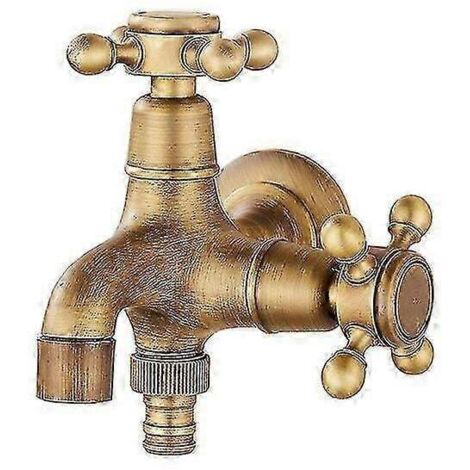 Robinet double fonction de style européen antique pour piscine, salle de bain, jardin extérieur, robinet en laiton vintage pour montage mural