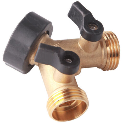 Robinet Double Machine a Lave, Répartit de Robinet de Jardin en Laiton, Raccord en Y, 3/4 Pouces pour Connexion de 2 Appareils, Robinet Double Sortie