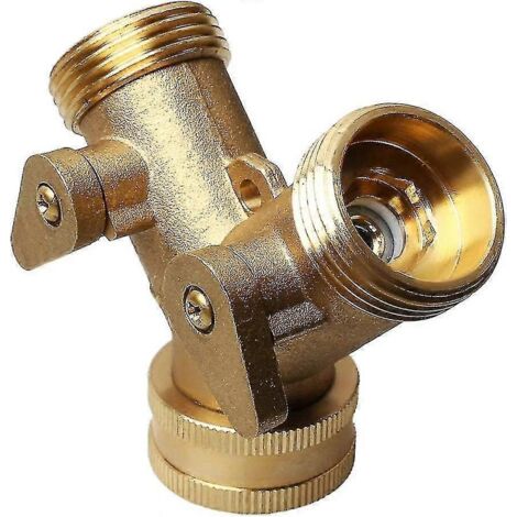 Robinet double pour machine à laver 2024, distributeur de tuyau en Y à 2 voies, raccord de tuyau en laiton 3/4 pouce avec poignée réglable pour l'arrosage, le lavage, le jardinage et la ferme.