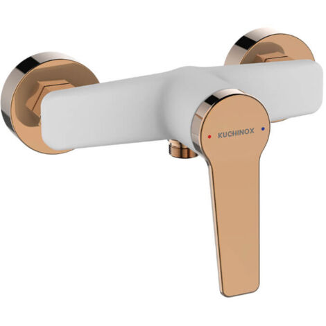 Robinet douche avec mitigeur à levier simple mural Blanc/Or Rose