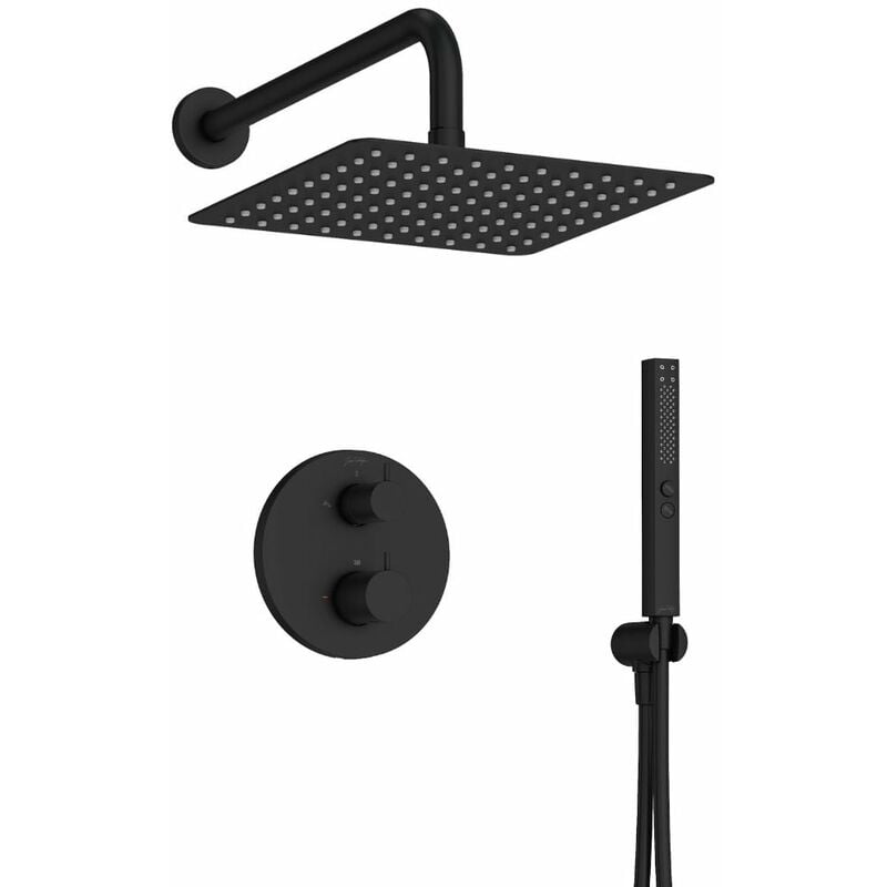 Jacob Delafon - Robinet douche encastré thermostatique Metro carré, Noir mat Economie d'eau
