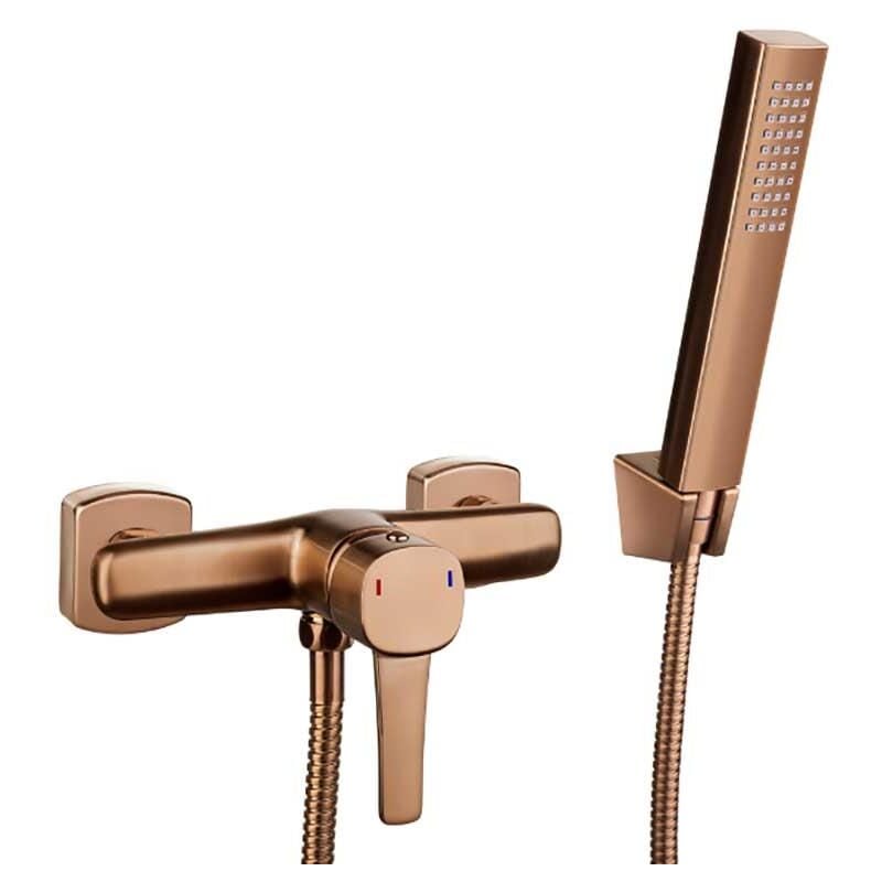 Invena - Robinet Douche Salle de Bain Cuivre Bronze Mitigeur Douche Mural Laiton