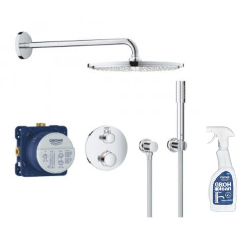 Robinet douche thermostatique encastrable Grohe Grohtherm Cube Rainshower Allure 230 + Nettoyant