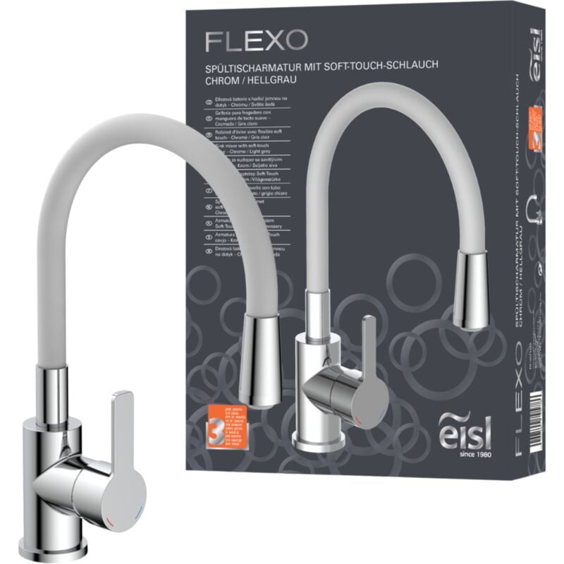 Robinet cuisine gris et chromé Eisl flexo