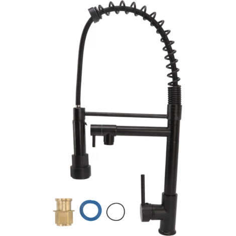 Robinet d'vier Affleurant  360 Degrs, Robinet  Ressort en Acier Inoxydable Noir pour Restaurant