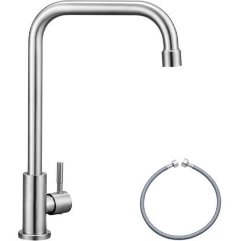 Robinet Eau Froide En Acier Inoxydable, Robinet Pivotant à 360°, Mitigeur pour Cuisine, WC Invités, Jardin et Camping Car