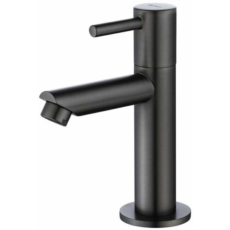 Robinet Eau Froide Gris Robinet Salle de Bain Noir pour Lave-Mains Robinetterie Corp en Laiton pour Lavabo Design Moderne