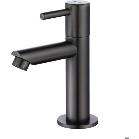 Robinet Eau Froide Gris Robinet Salle de Bain Noir pour Lave-Mains Robinetterie Corp en Laiton pour Lavabo Design Moderne-MCJ