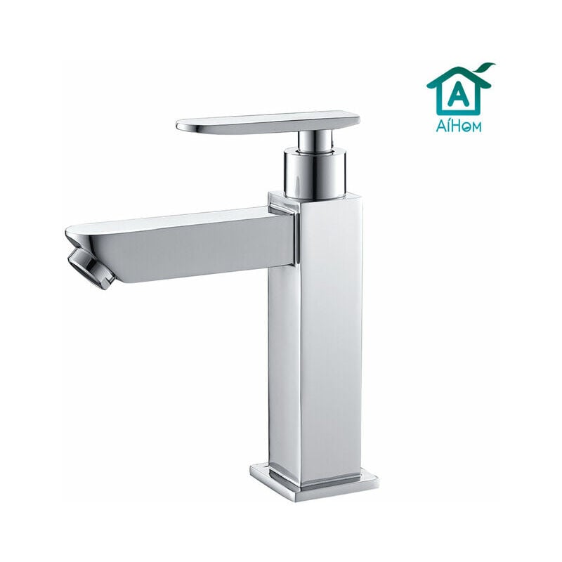 Robinet Eau Froide pour Lave-Mains Robinet Salle de Bain Chromé Poignée Simple Mitigeur Robinet Lavabo