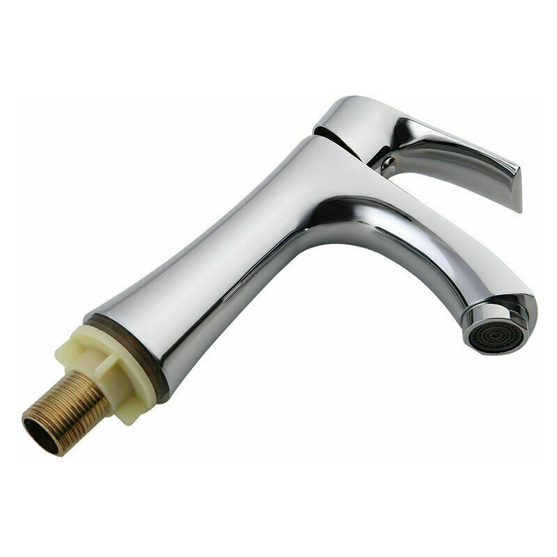 Robinet Eau Froide pour Lave-Mains Robinet Salle de Bain en Inox Chromé Robinet Simple de Lavabo Design Moderne Mitigeur de lavabo