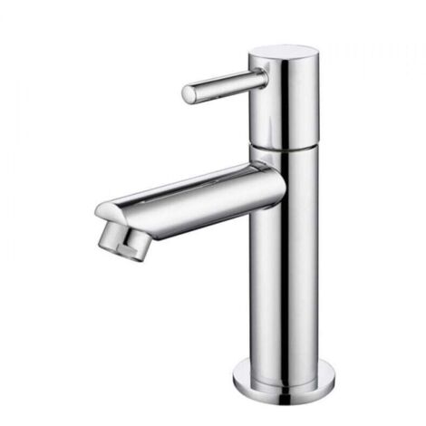 Robinet Eau Froide Robinetterie Lavabo pour Lave-Mains Robinet Salle de Bain Corps en Laiton Chromé Mousseur Démontable Haute Qualité