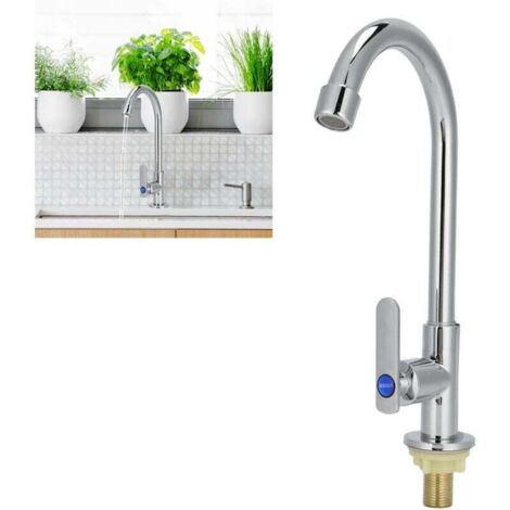 Robinet eau froide salle de bain G1/2 pour lavabo mono-trou – Finition chromée, montage facile sur plan vasque
