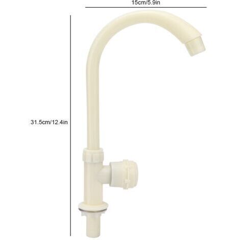 Robinet Économique G1/2in à Rotation pour Cuisine, Robinet d'Eau Vertical ABS Plastique Installation Rapide pour Évier de Cuisine