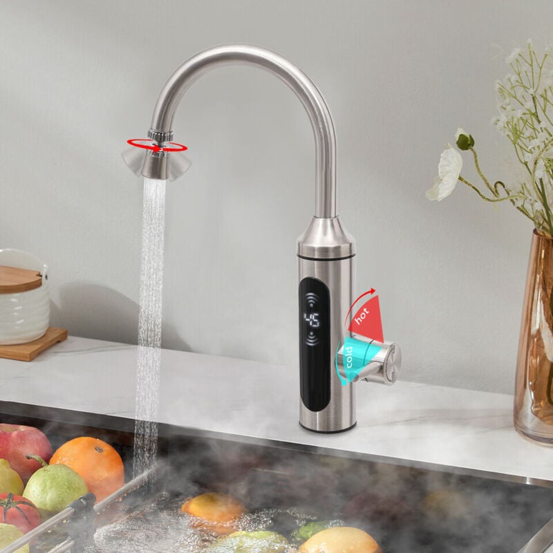 Robinet électrique 3000W Chauffage instantané Chauffe-eau instantané Robinet avec Digital