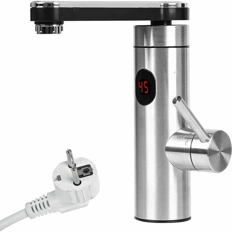 Robinet électrique avec chauffe-eau instantané 220 V - Robinet de chauffage électrique LCD - Affichage de la température à 360° - Rotation mitigeur de cuisine pour cuisine, salle de bain