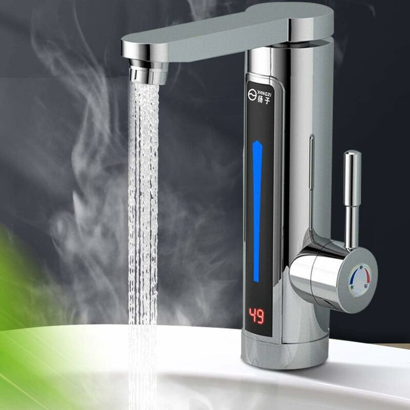 Senderpick - Robinet électrique en acier inoxydable Chauffe-eau chaude Salle de bain Cuisine Eau Smart Heater Robinet rotatif à 360° Avec led