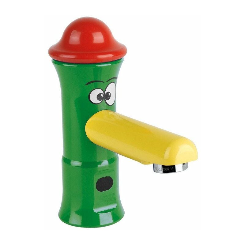 Robinet électronique de lavabo série KIDS avec cellule photoélectrique et alimentation par piles Idral 01250 Laiton - Vert, rouge et jaune
