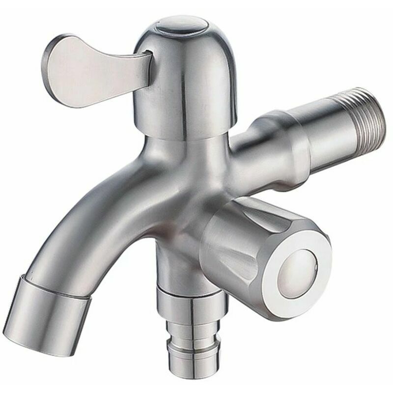 Robinet en acier inoxydable 304, robinet de machine à laver, balcon de salle de bain, robinet multifonction à double usage à une entrée et deux