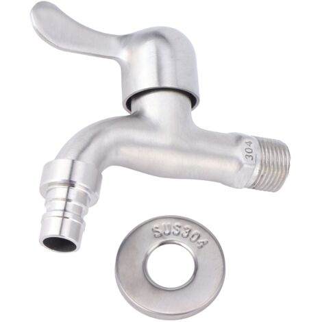 Robinet en acier inoxydable, robinet extérieur d'eau de jardin à ouverture rapide à montage mural, facile à installer et à démonter, pour lave-linge vadrouille bassin de piscine