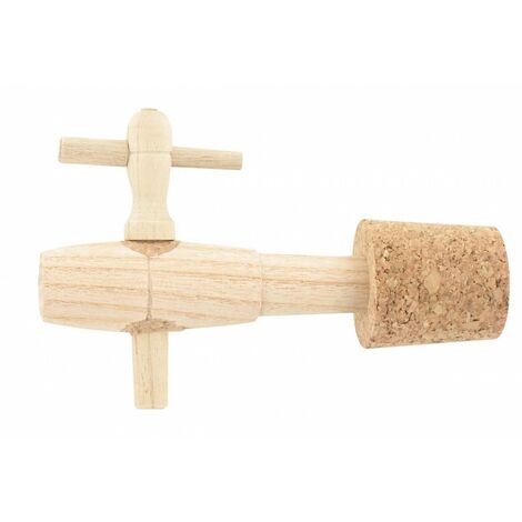 Robinet en bois acacia pour vinaigrier – Filetage plomberie – Résistant aux intempéries – Installation facile pour extérieur – Duhallé