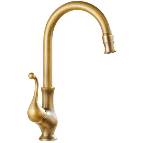 Robinet en bronze antique - robinet de lavabo, haut, avec flexibles d'eau chaude et froide