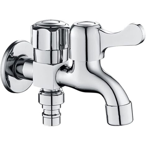 Robinet en laiton à double sortie, robinet d'évier de buanderie, robinet de salle de bain double, robinet à double joint de tuyau, robinet à double sortie