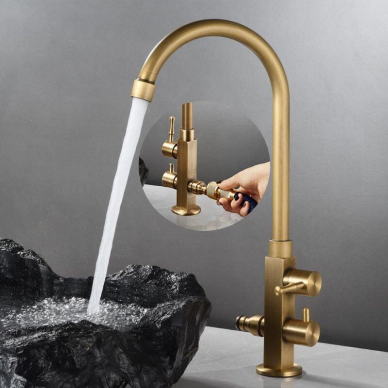 Robinet en laiton antique pour évier extérieur froid simple, robinet rotatif