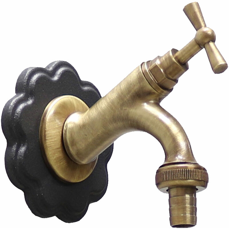 Robinet en laiton mod.303 avec marguerite en fonte pour fontaine murale de jardin à la maison choisir la finition: bruni