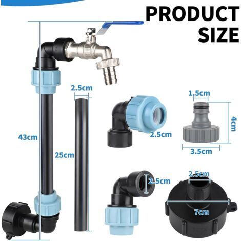 Robinet en laiton pour réservoir de stockage de 1000 L – Raccord adaptateur S60x6 avec filetage grossier 3/4 pouce – Vanne à bille pour réservoirs IBC
