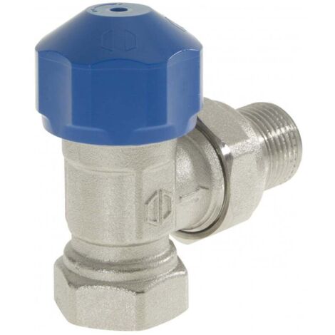 Robinet équerre thermostatisable Mâle Femelle 3/4" (20/27) avec douille écrou ezowell (bleu) - Conecterm