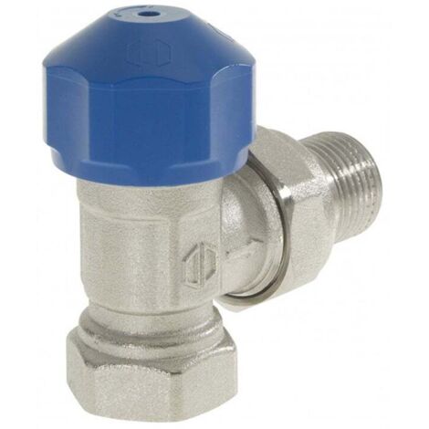 Robinet équerre thermostatisable Mâle Femelle 3/8" (12/17) avec douille écrou ezowell (bleu) - Conecterm