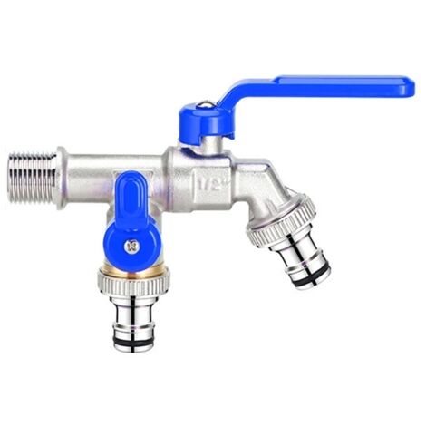 Robinet extérieur en laiton massif anti-gel, double sortie pour machine à laver et usage jardin, robinet de cuisine robuste anti-rouille pour évier extérieur