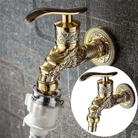Robinet extérieur jardin bibcock robinet balcon machine à laver MOP robinet vintage en alliage de zinc 1 / 2 "interface(Vieux âge)
