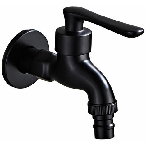 Robinet Exterieur Jardin Robinet Vintage pour Eau Froide avec Monocommande Interface (Sorties 1/2 - EntréE 1/2), Convient pour Le Jardin, Machine à Laver, Longueur 9 Cm,noir，Fonepro