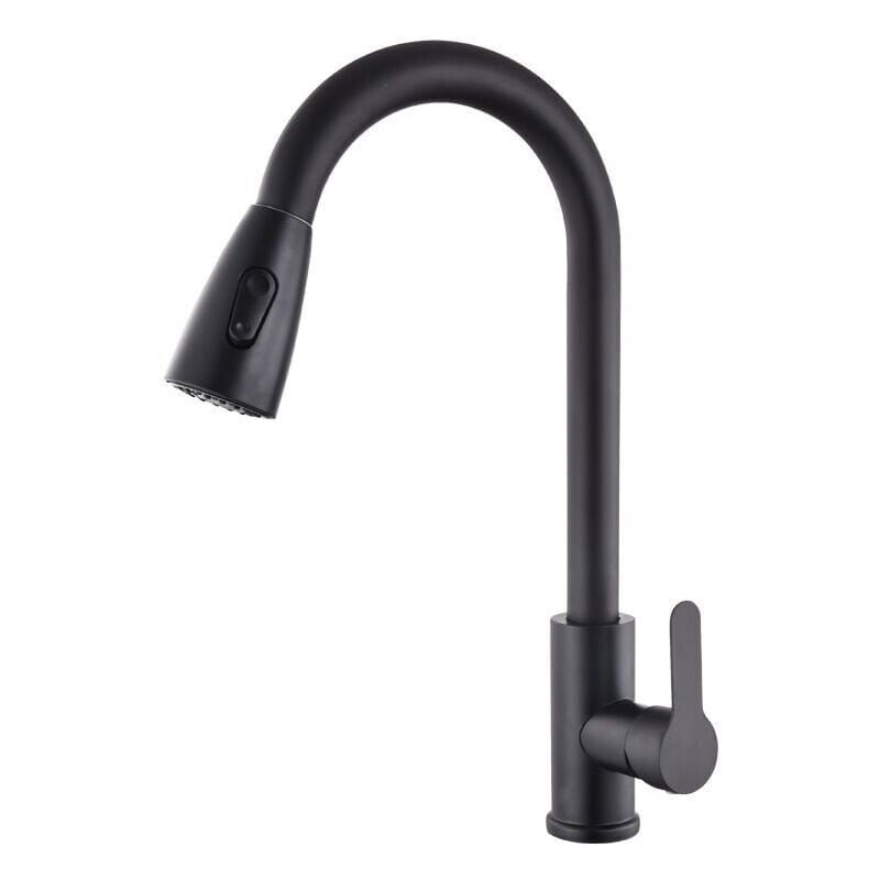 Forehill - Robinet extractible de lavabo de cuisine domestique en acier inoxydable noir télescopique rotatif chaud et froid