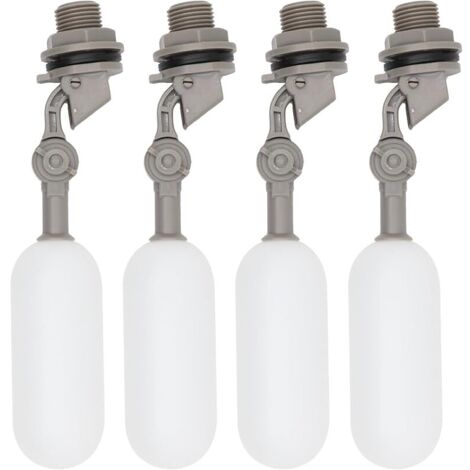 Robinet Flotteur 1/2 Pouce, 4 Robinets Flotteurs, Robinet Flotteur Plastique Auto-Remplissant Avec Bras RéGlable Pour Abreuvoirs à BéTail, Aquariums, Aquaculture (Gris)