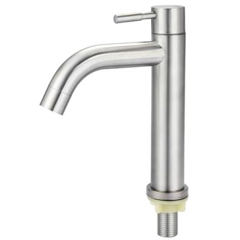 Robinet, G1/2 Acier Inoxydable Brossé Simple Robinet Froid Lavabo Robinet Eau Type Clé Robinet Accessoire de Salle de Bains pour la Maison Cuisine Salle de Bains