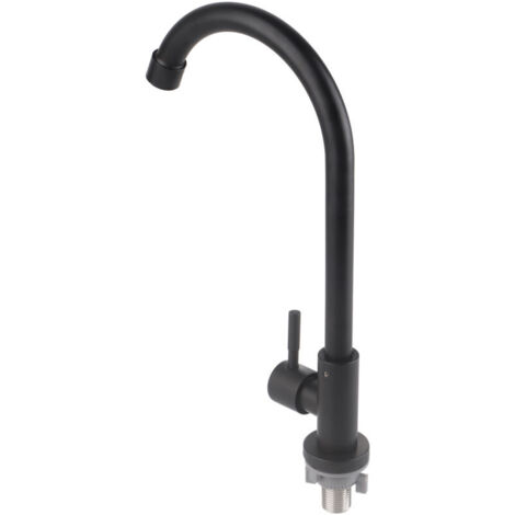Robinet G1/2 pivotant à 90 degrés, robinet d'eau froide simple noir mat pour évier de cuisine