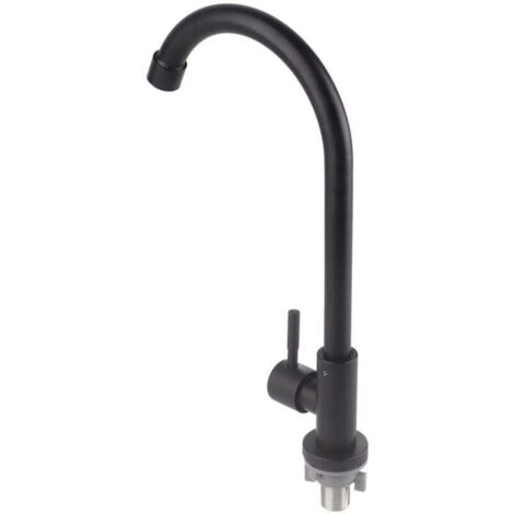Robinet G1/2 rotatif à 90 degrés, robinet d'eau simple froid noir mat pour lavabo de cuisine
