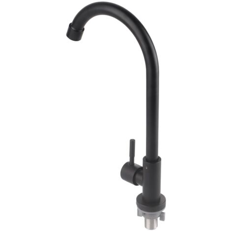Robinet G1/2 rotatif à 90 degrés, robinet d'eau simple froid noir mat pour lavabo de cuisine