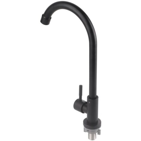 Robinet G1/2 rotatif à 90 degrés, robinet d'eau simple froid noir mat pour lavabo de cuisine