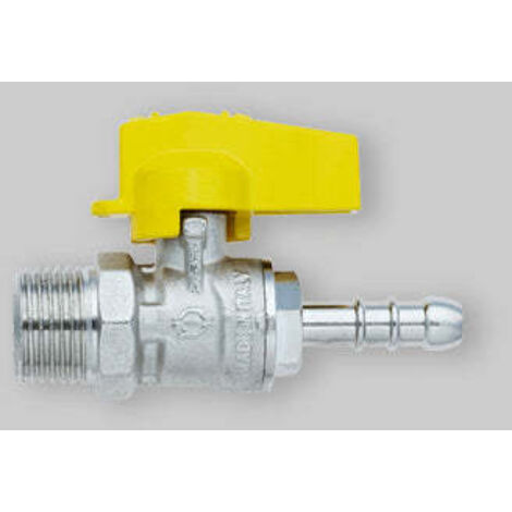Robinet Gaz À Bille Droit Mâle - Support Caoutchouc Fiv 1/2" X Ø 14 Mm Mtn