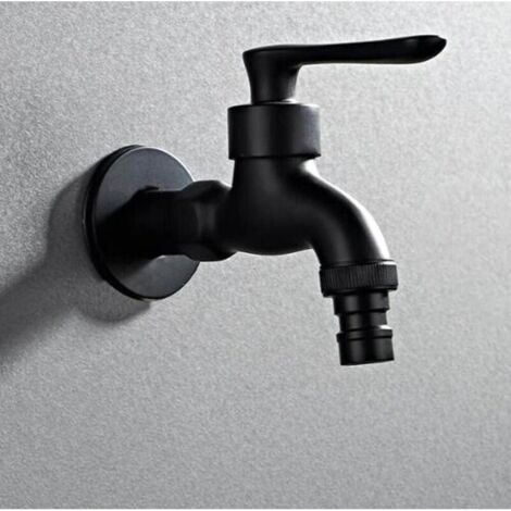 Robinet générique de salle de bain noir, robinet d'eau froide simple, machine à laver murale, robinet simple d'eau froide, robinet de jardin noir