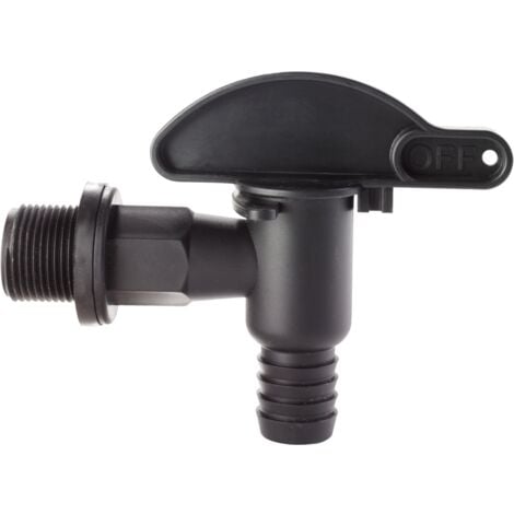 Robinet gros debit joint plat noir 1" (26/34) pour récupérateur d'eau