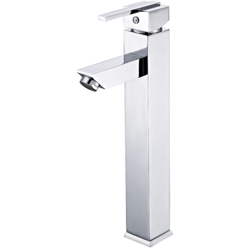 Pro Et Discount - Robinet haut pour vasque de lavabo mitigeur carrée laiton design chromé